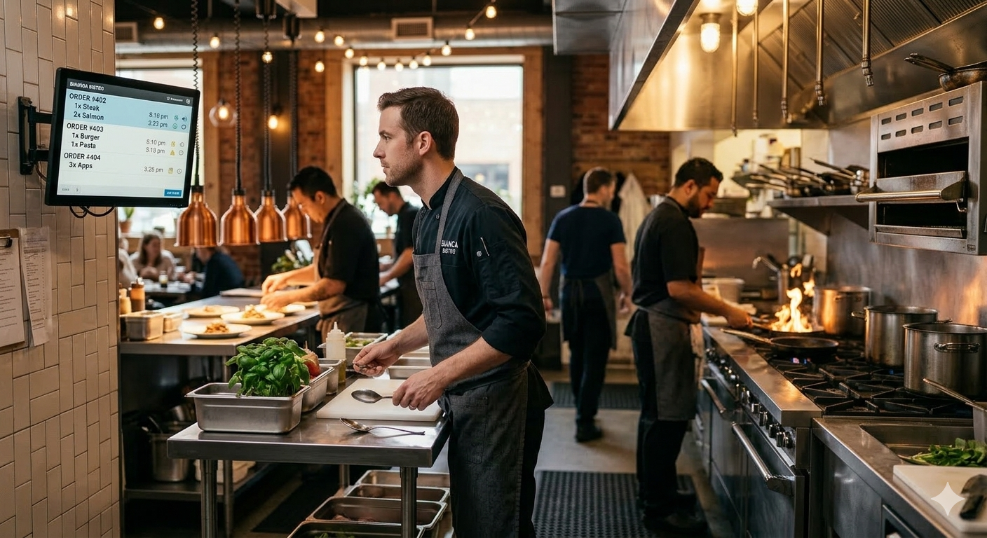 Kitchen with order display